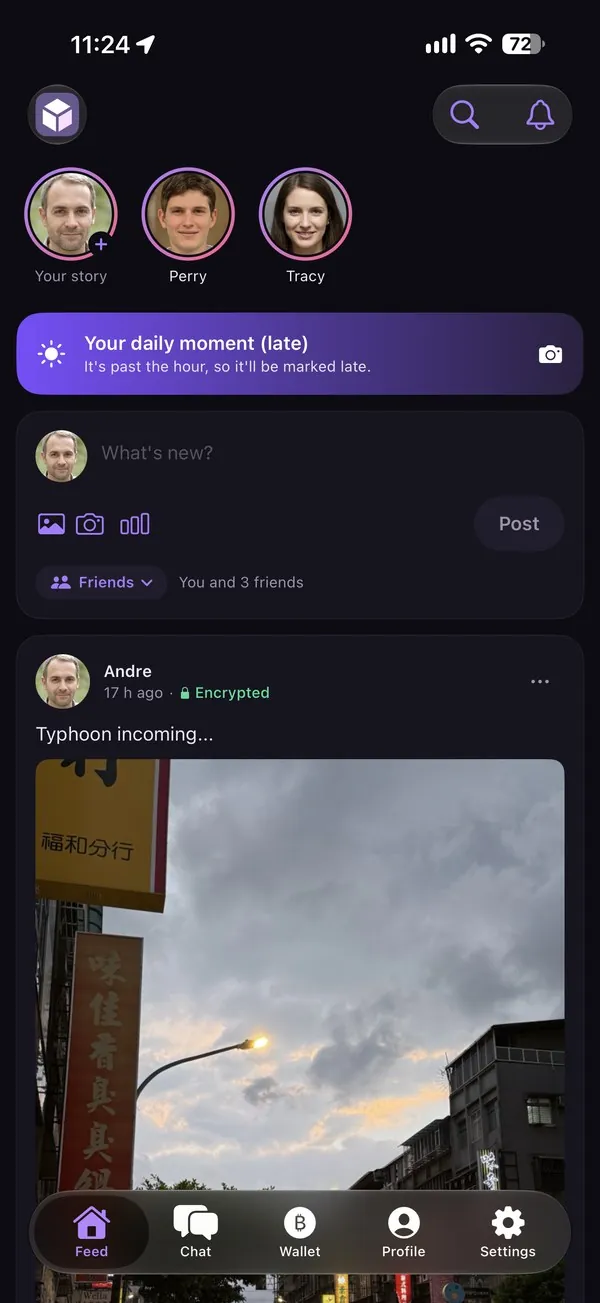 The Shard feed with friends' posts